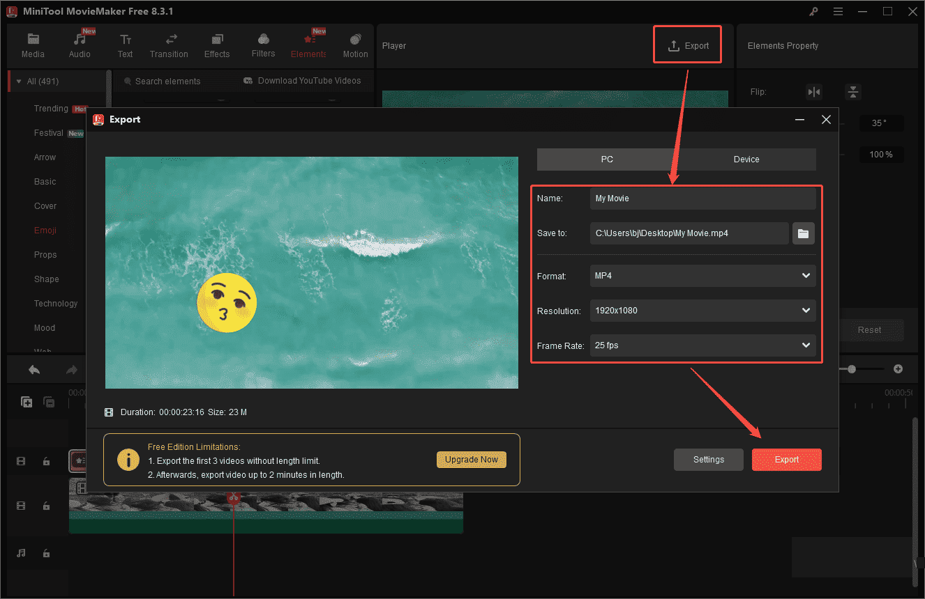 Export the final video to your computer