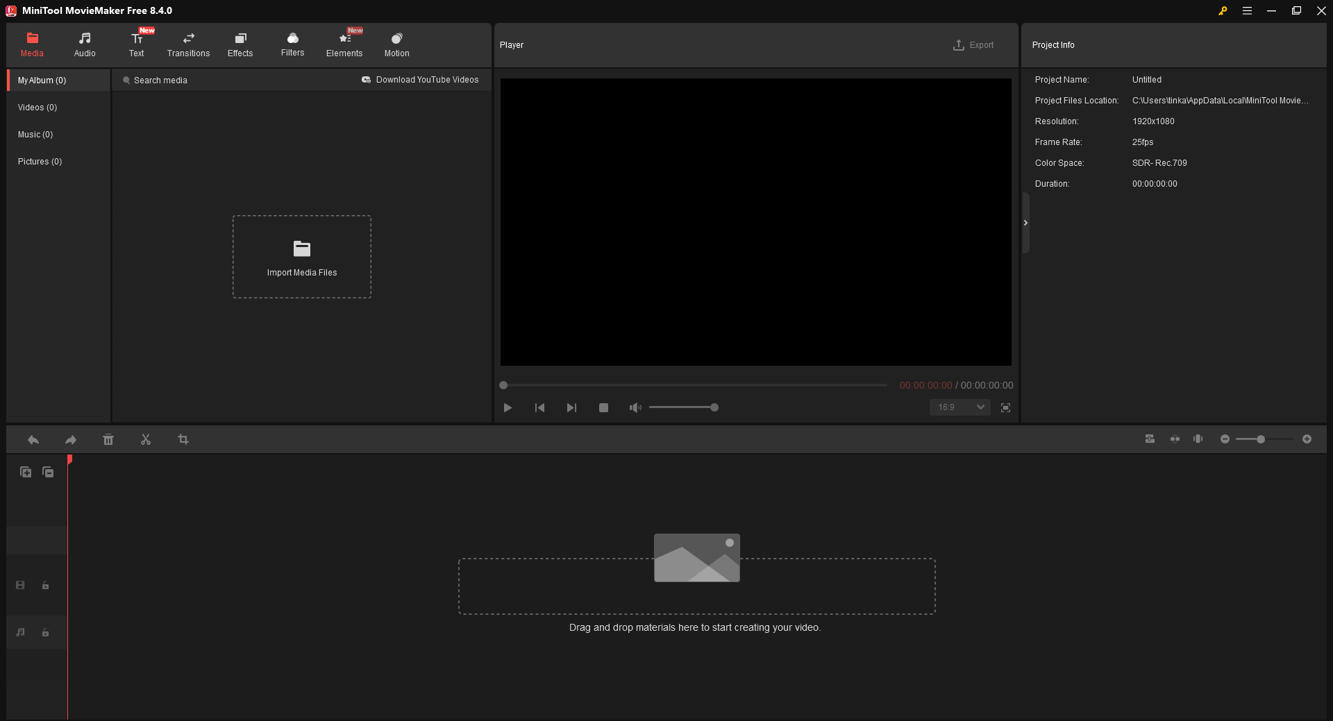 MiniTool MovieMakerのメインインターフェイス