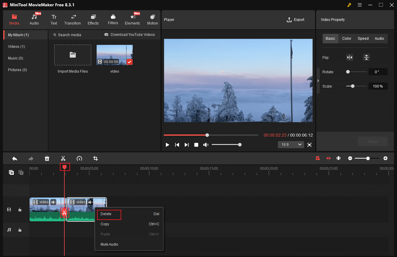 MiniTool MovieMakerで動画の不要な部分を削除する