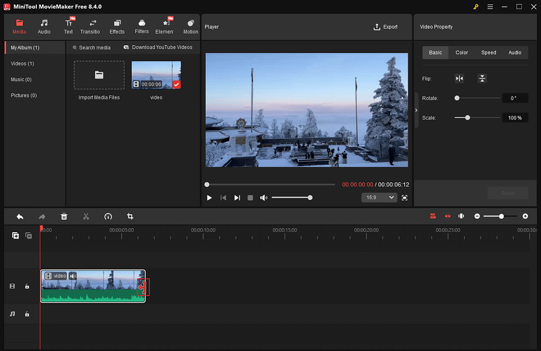 Hover the mouse cursor to the end of the video and drag the Trim icon leftwards to trim the video in MiniTool MovieMaker