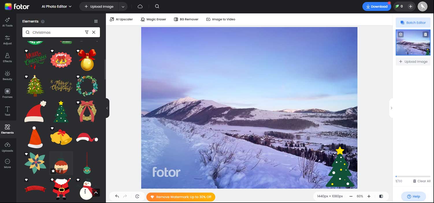 Create a Christmas photo using Fotor