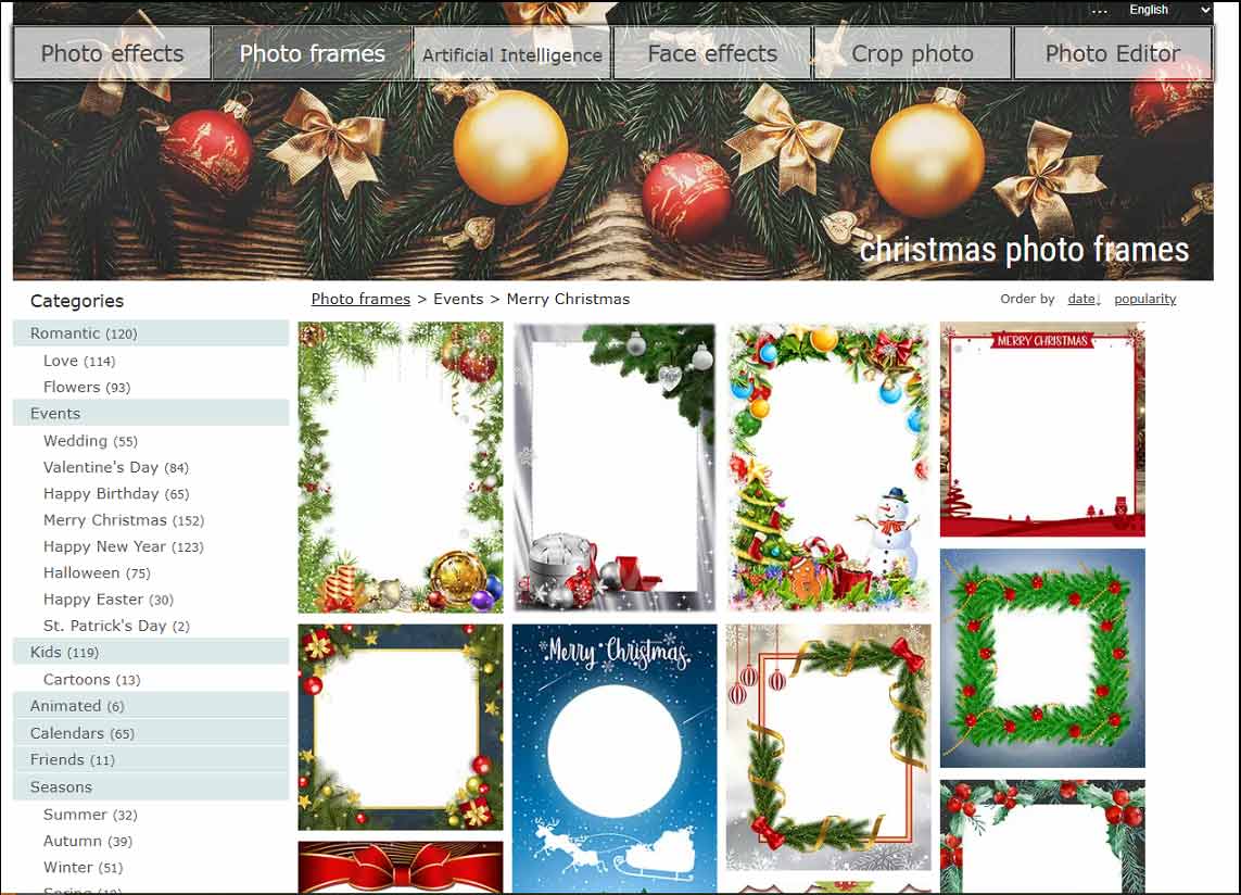 Christmas photo frames on LoonaPix