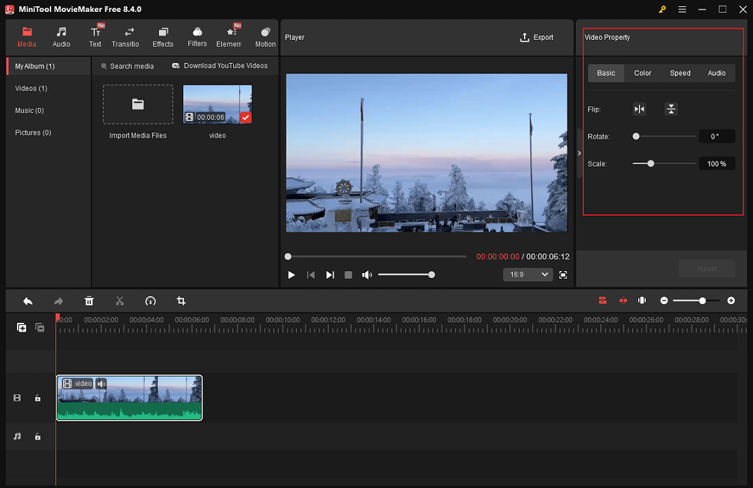 Adjust the video property in MiniTool MovieMaker