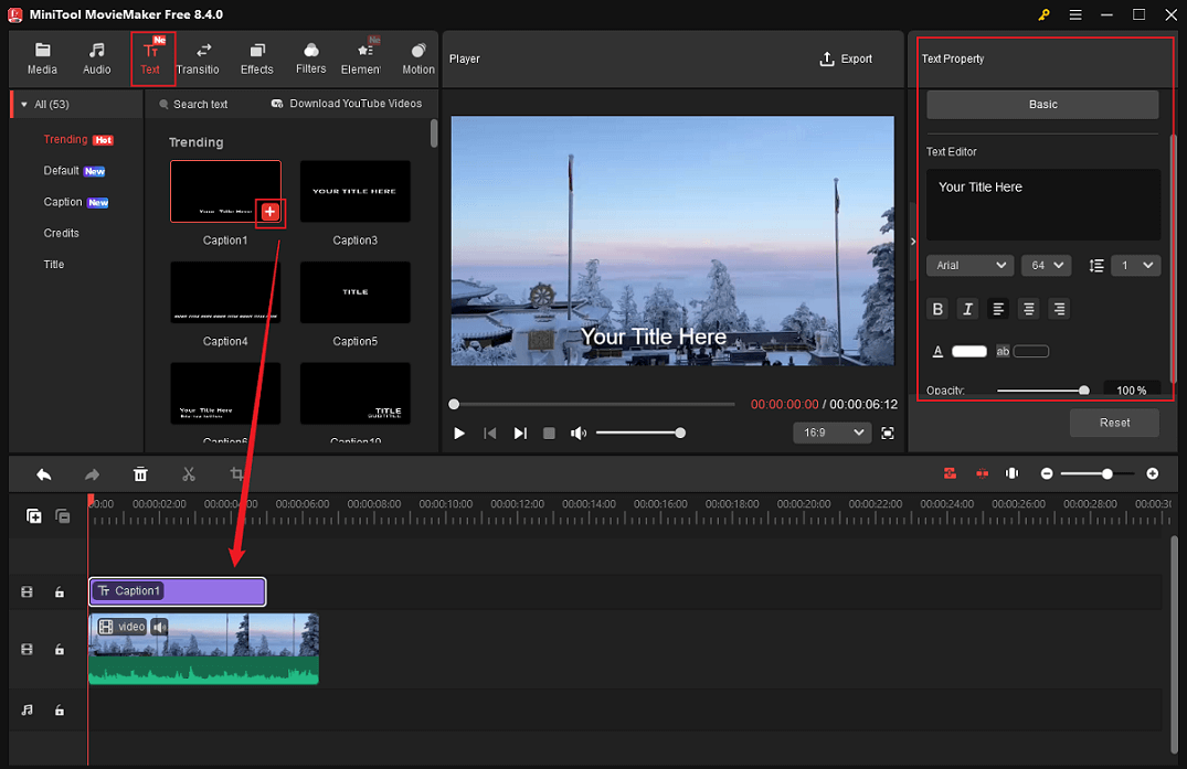 Add text to the onboarding video in MiniTool MovieMaker