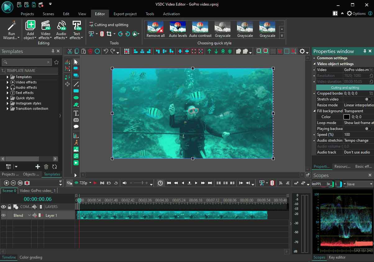 Edit GoPro videos in VSDC