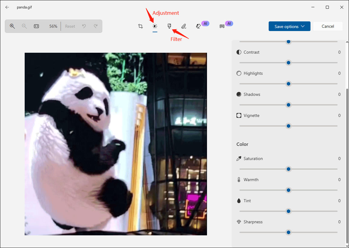 Recolor a GIF using the Windows Photos app