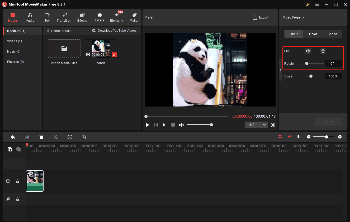 Flip and rotate the GIF in MiniTool MovieMaker