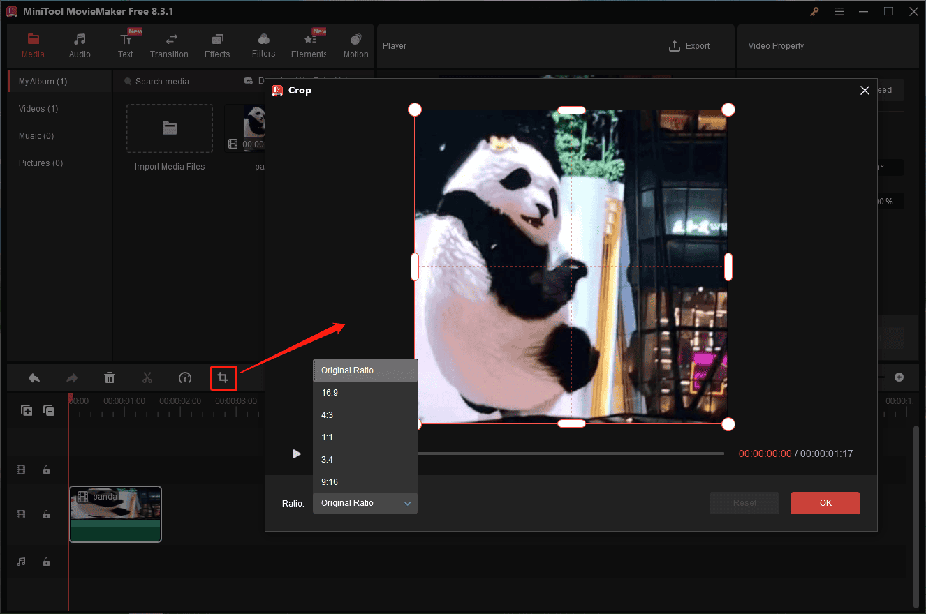 Crop a GIF in MiniTool MovieMaker