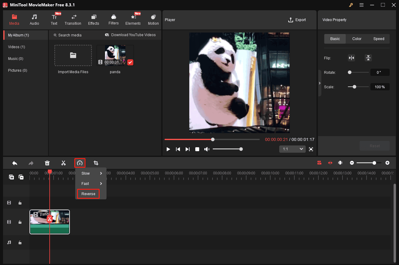 Reverse a GIF using MiniTool MovieMaker