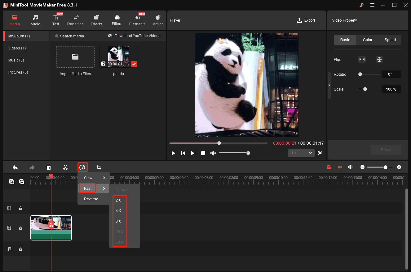 Speed up a GIF in MiniTool MovieMaker