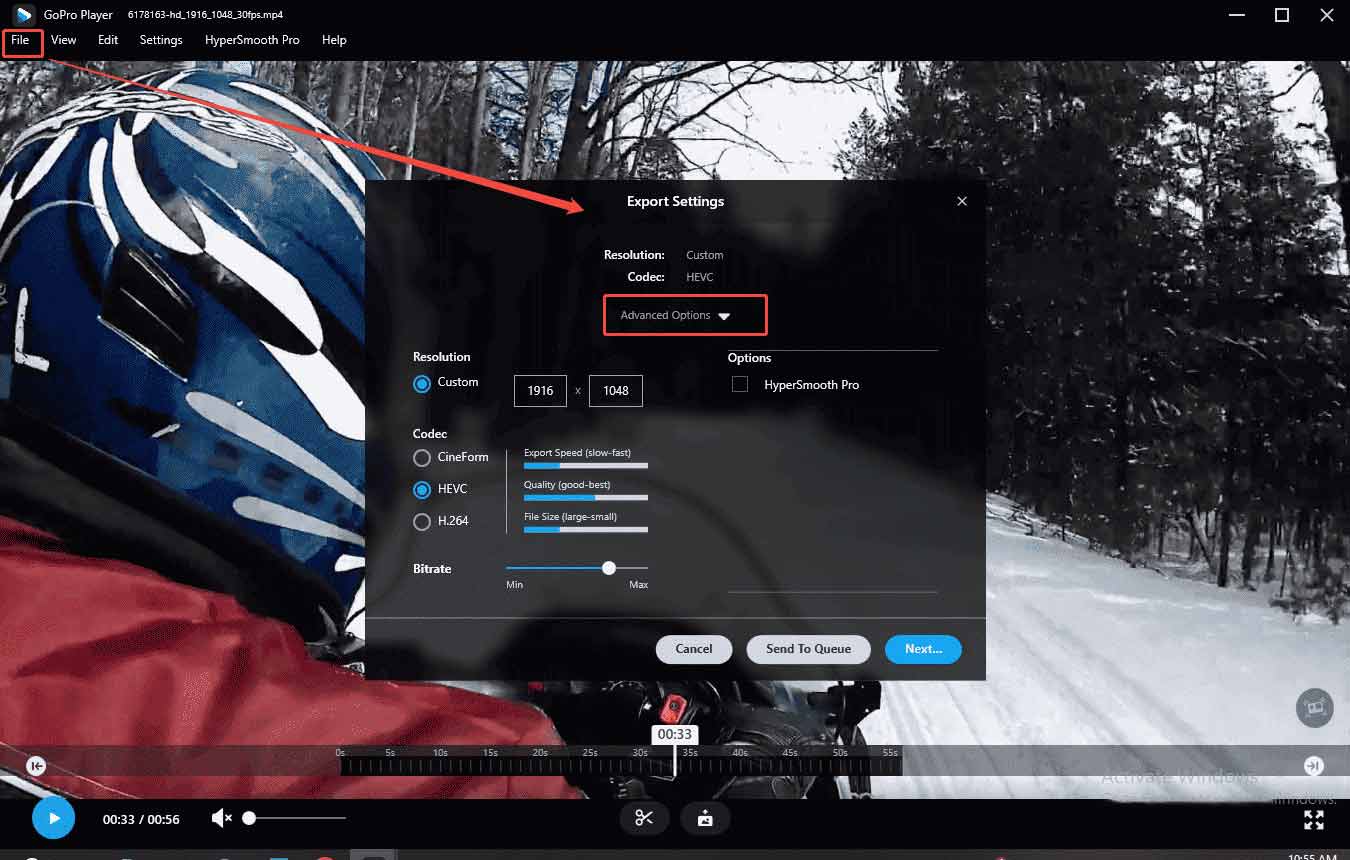 Click Export from the File part and customize your export format