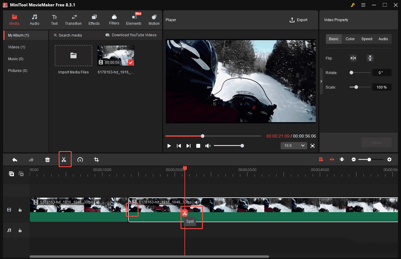 Trim and split your video in MiniTool MovieMaker
