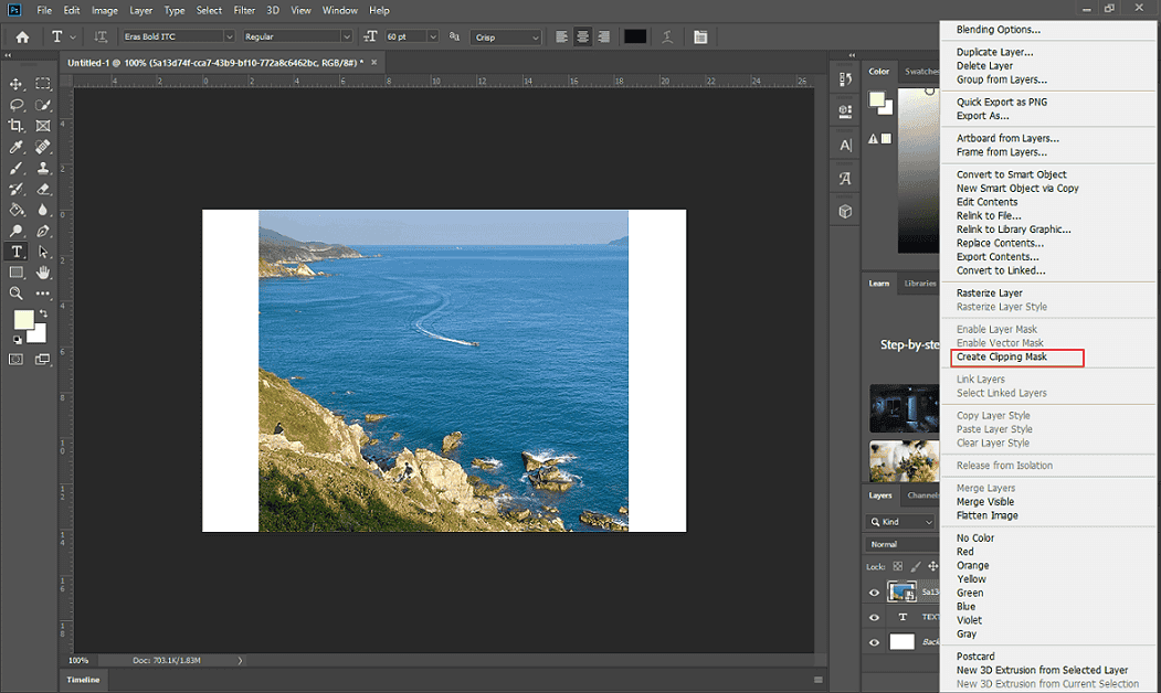 Fill the text with the image in Photoshop