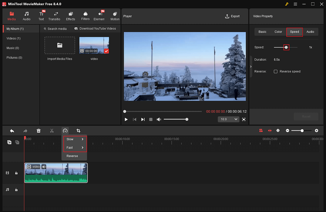 Speed up or slow down the car vlog in MiniTool MovieMaker