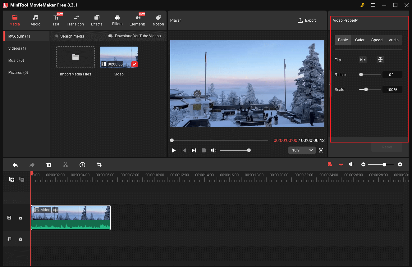Adjust the video property in MiniTool MovieMaker