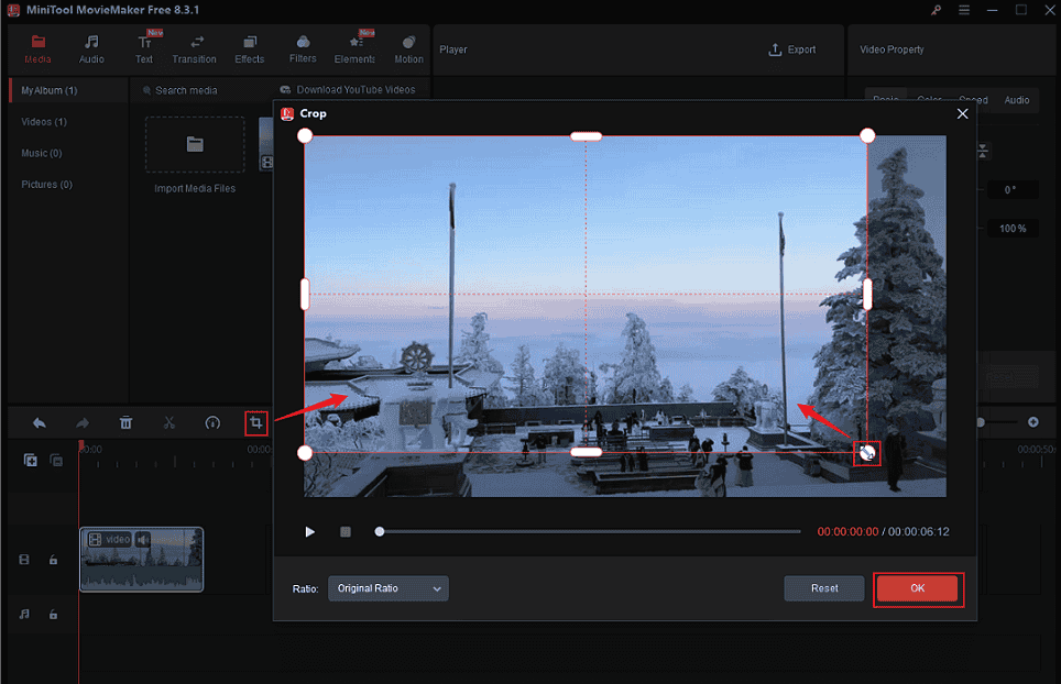 Crop the makeup tutorial video in MiniTool MovieMaker