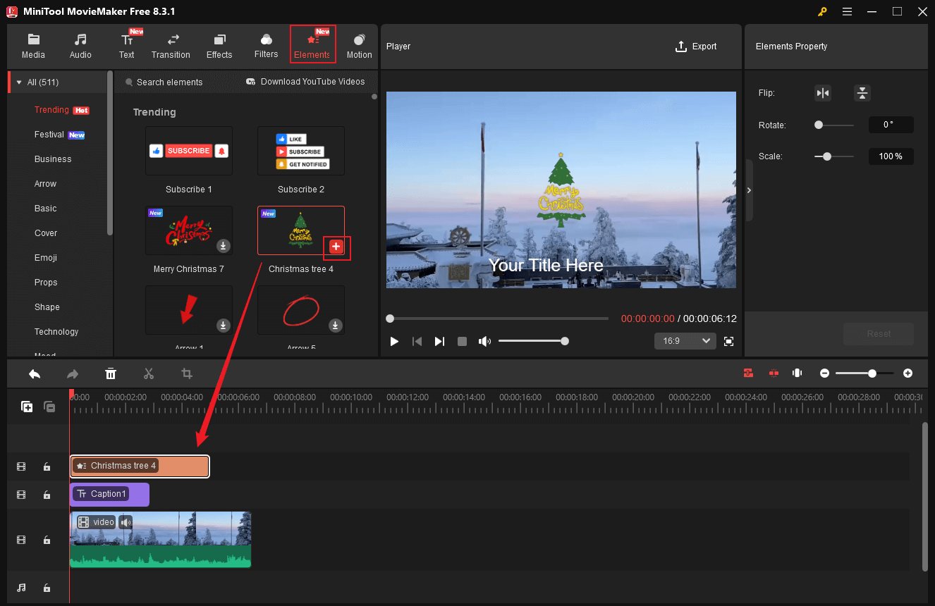 Add stickers to the makeup video in MiniTool MovieMaker