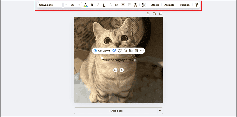 Customize the text in Canva
