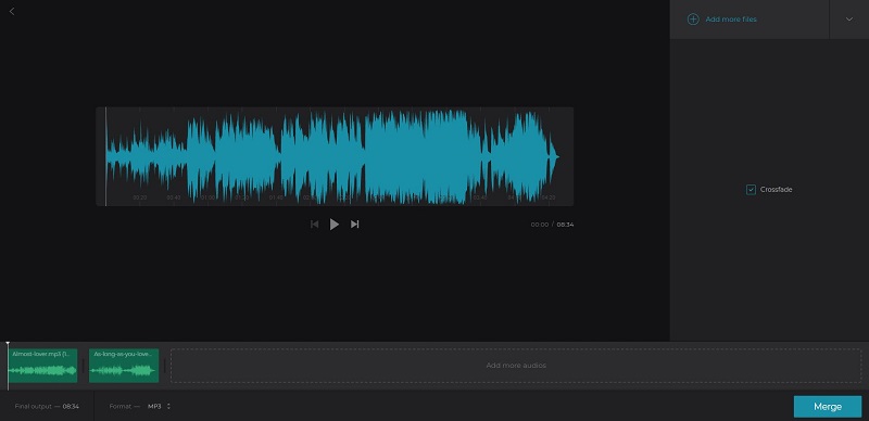 Drag and drop the imported audio onto the timeline in Clideo