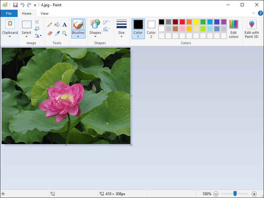 The main interface of Microsoft Paint.