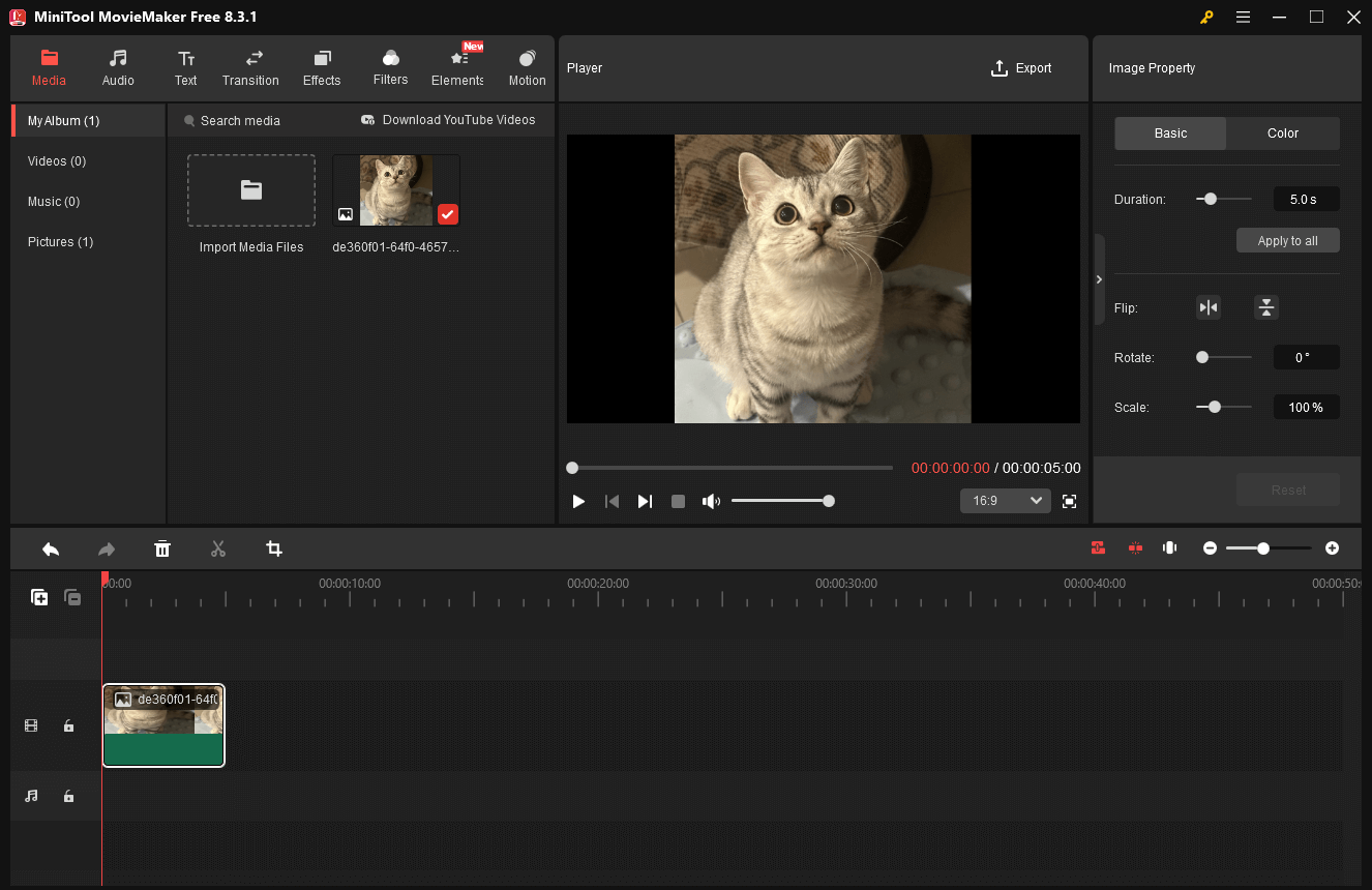 The interface of MiniTool MovieMaker