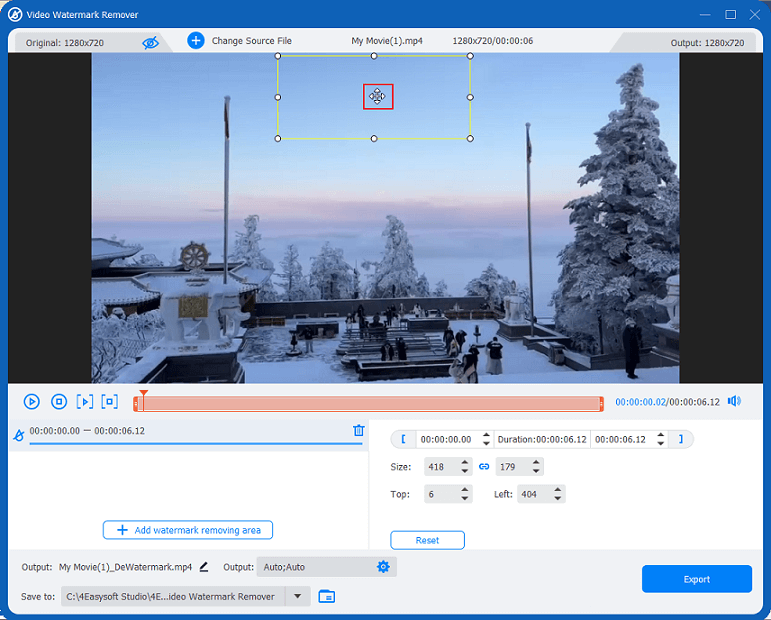 Drag the frame to cover the watermark in 4Easysoft Total Video Converter