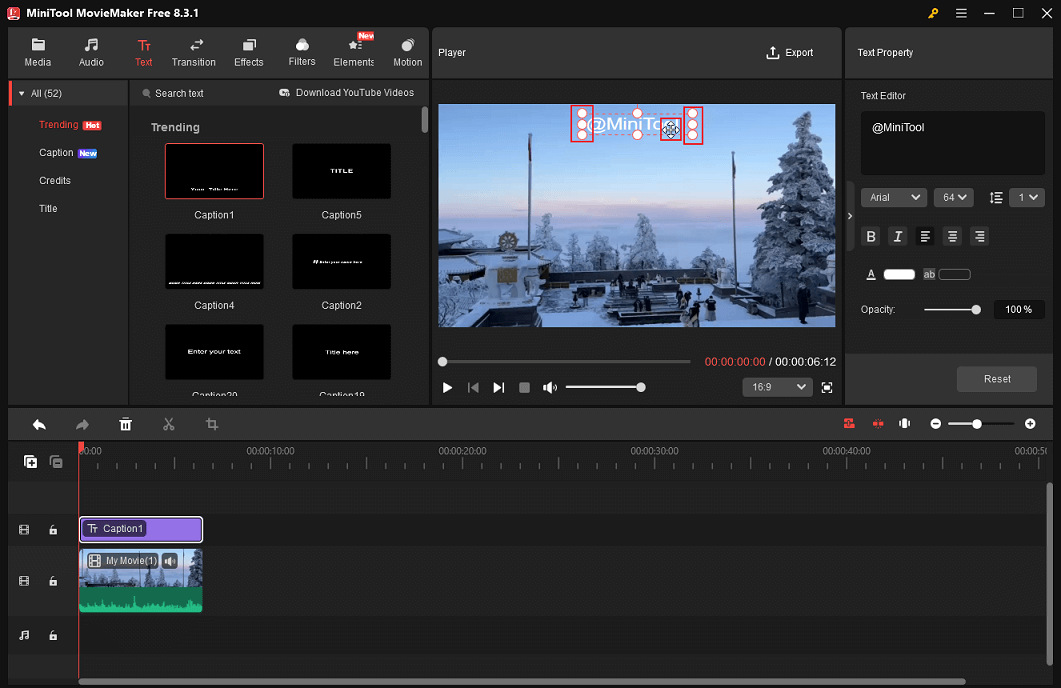 Adjust the watermark position in MiniTool MovieMaker