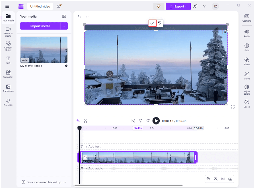 Drag the video edges to remove the video watermark in Clipchamp
