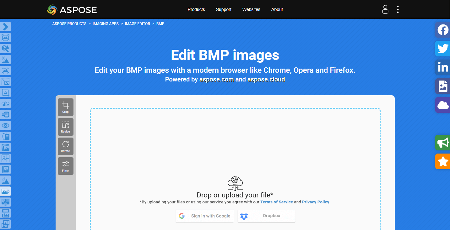 Aspose’s BMP editor interface.