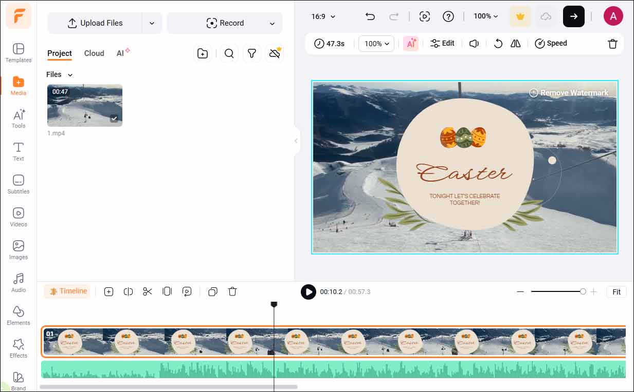The main editing interface of FlexClip.