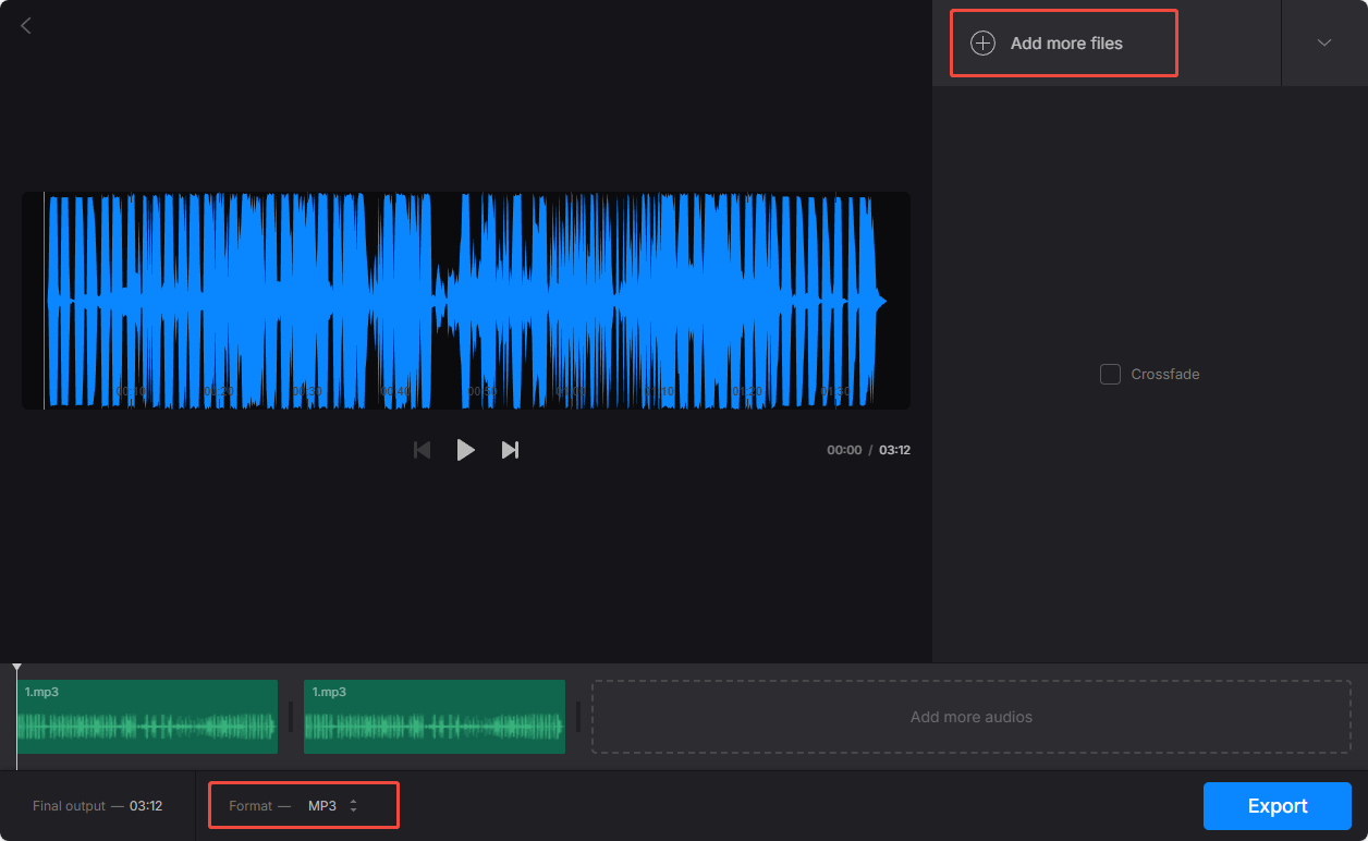 Clideo interface that shows how to loop audio.