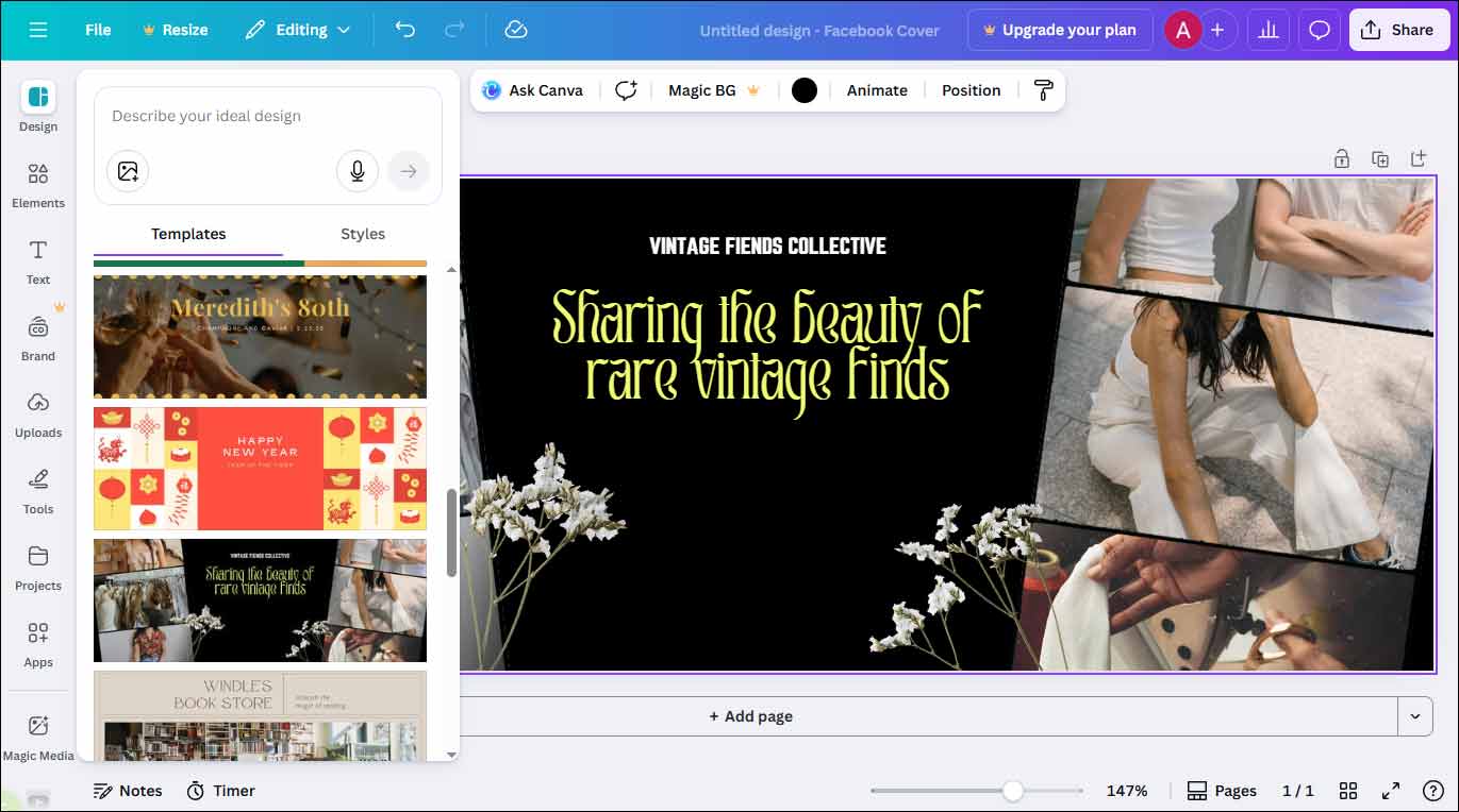 Canva interface showing multiple templates.
