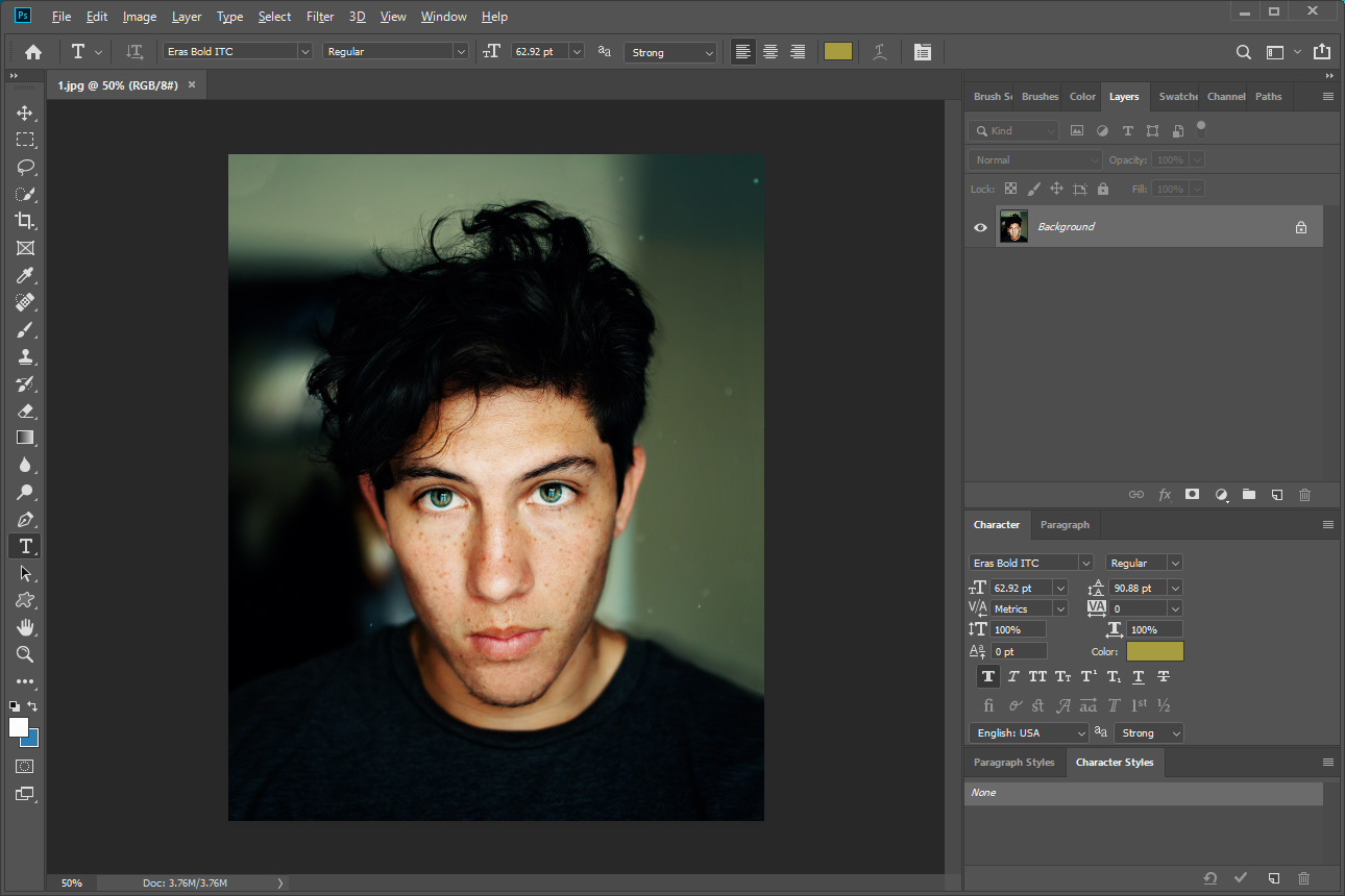 The editing interface of Photoshop.