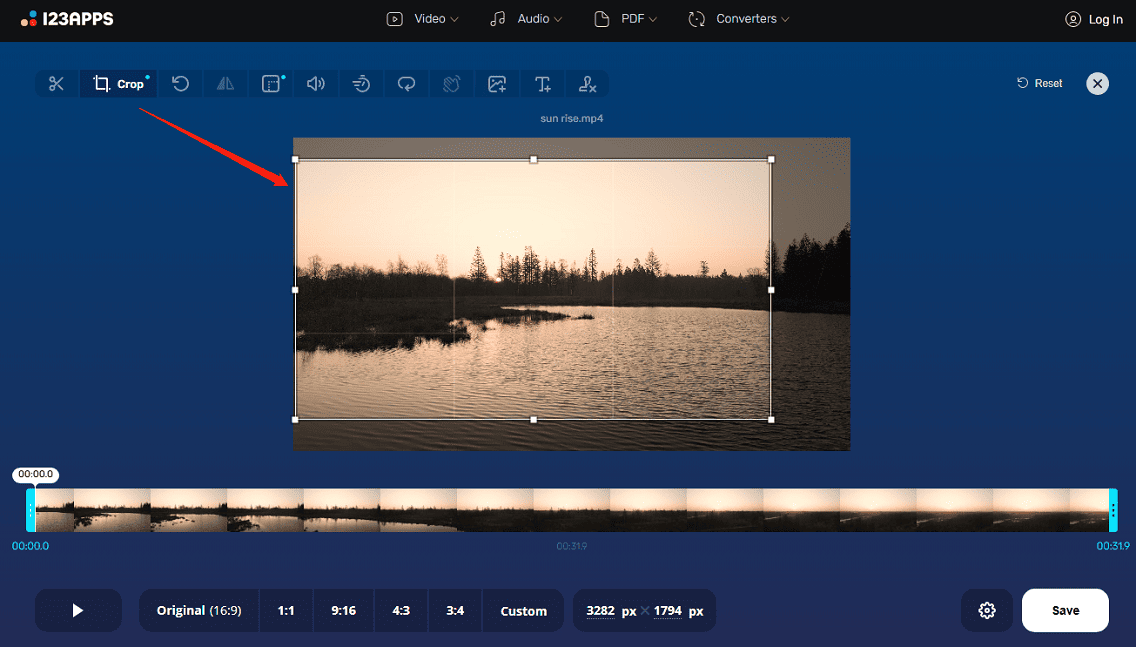 Online Video Cutter interface showing how to crop a video.