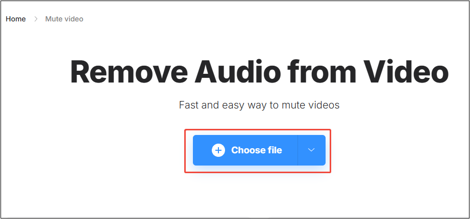 Cliquez sur l'icône « Choisir un fichier » dans l'interface principale pour supprimer la piste audio des vidéos MKV dans Clideo.