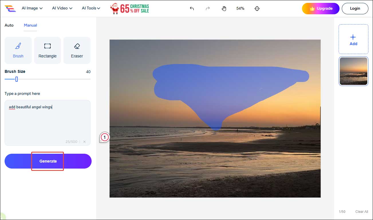 AI Ease interface with the selected Generate option.