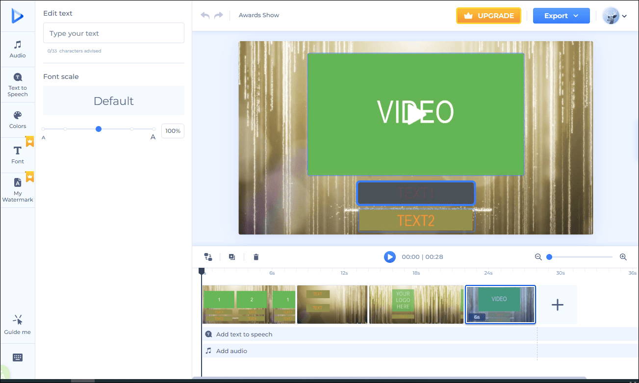The main editing interface of Renderforest.
