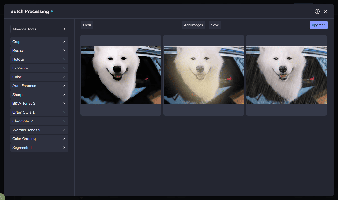 The main editing interface of BeFunky.