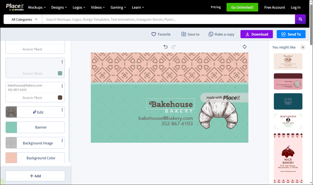 The editing interface of Placeit.
