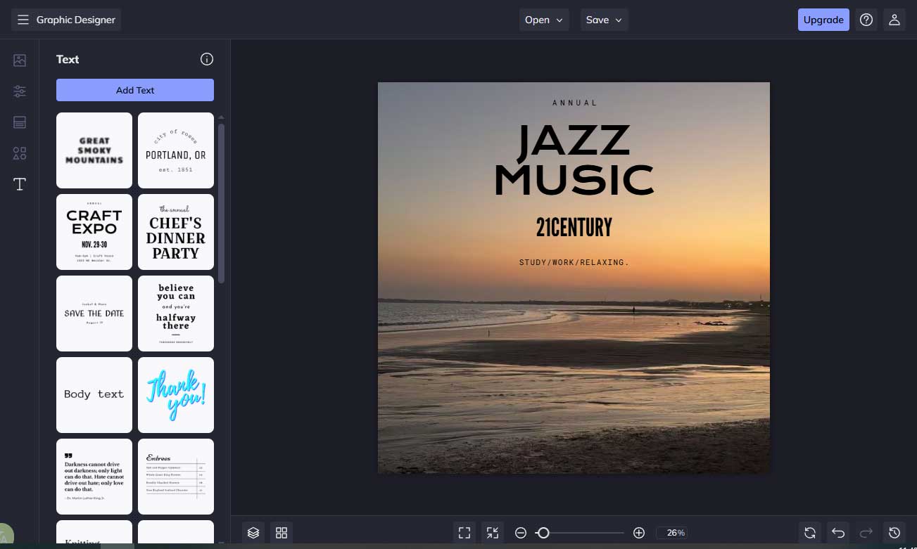 BeFunky interface showing how to add text to your cover.