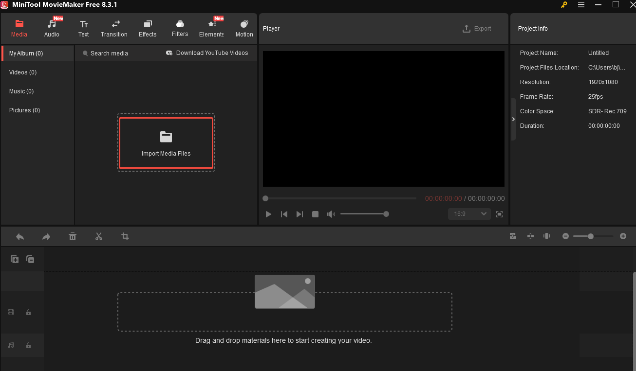 Importe o vídeo MKV desejado do seu computador para o MiniTool MovieMaker.