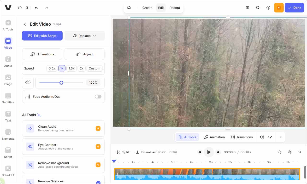 The main interface of VEED.io.