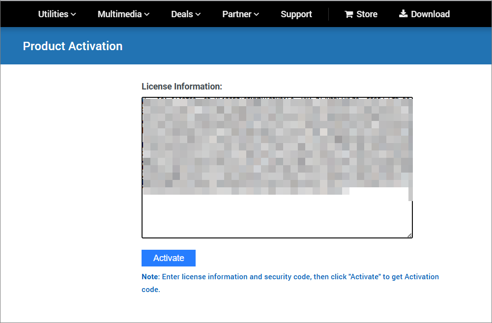 「Activate」ボタンをクリックして、MiniTool MovieMakerのオフライン アクティベーションコードを取得する画面