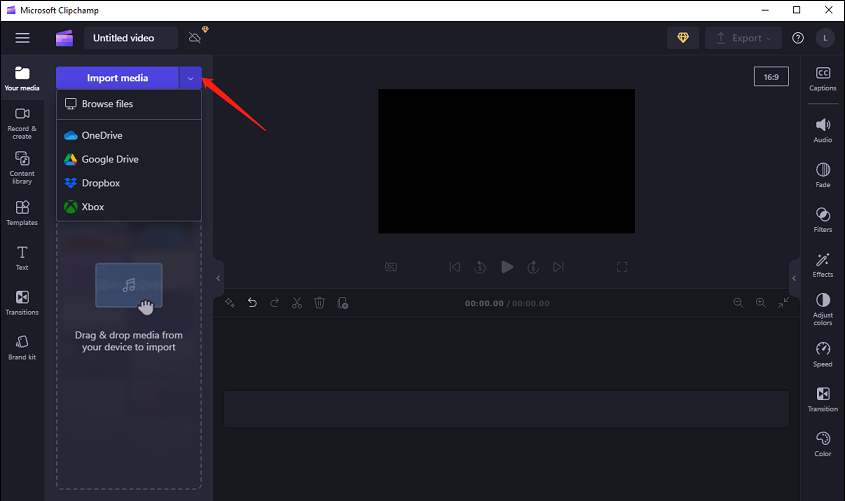 Haz clic en Importar medios.