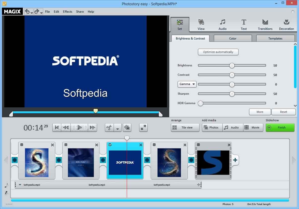 Hauptoberfläche von Photostory Easy.