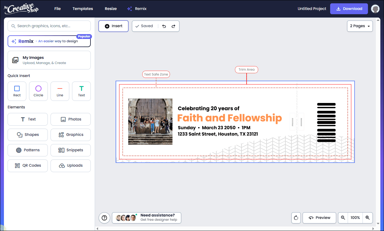 The main editing interface of My Creative Shop.