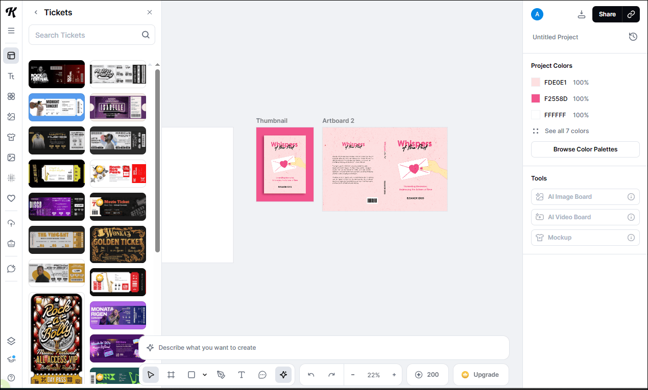 The main editing interface of Kittl.