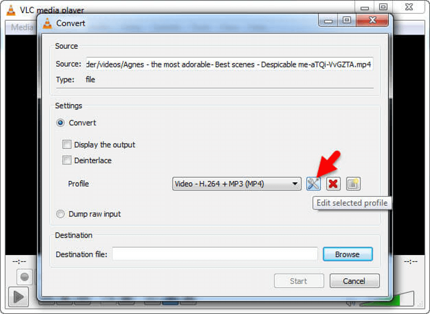 Wählen Sie Convert/Save und dann die Option Convert, um das Konvertierungsfenster wie folgt zu erhalten.
