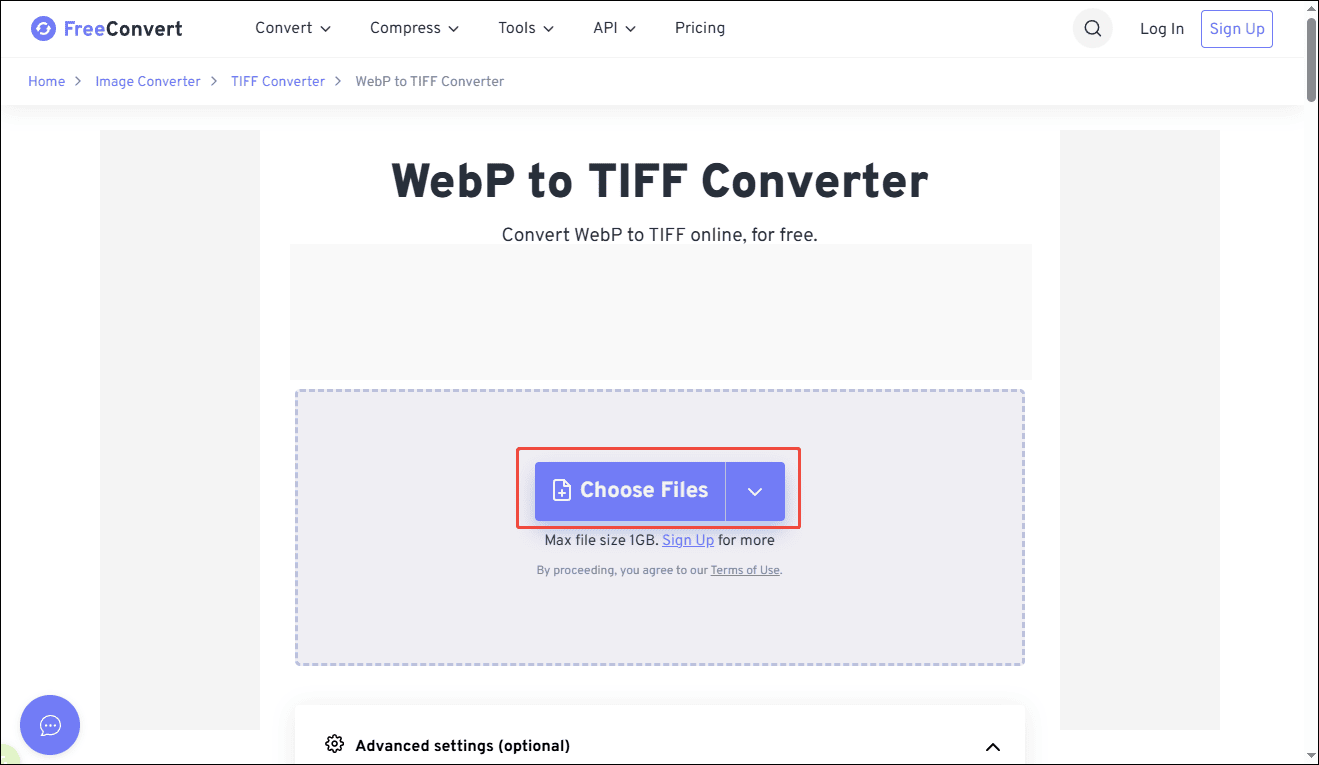 FreeConvert interface showing the Choose Files option.