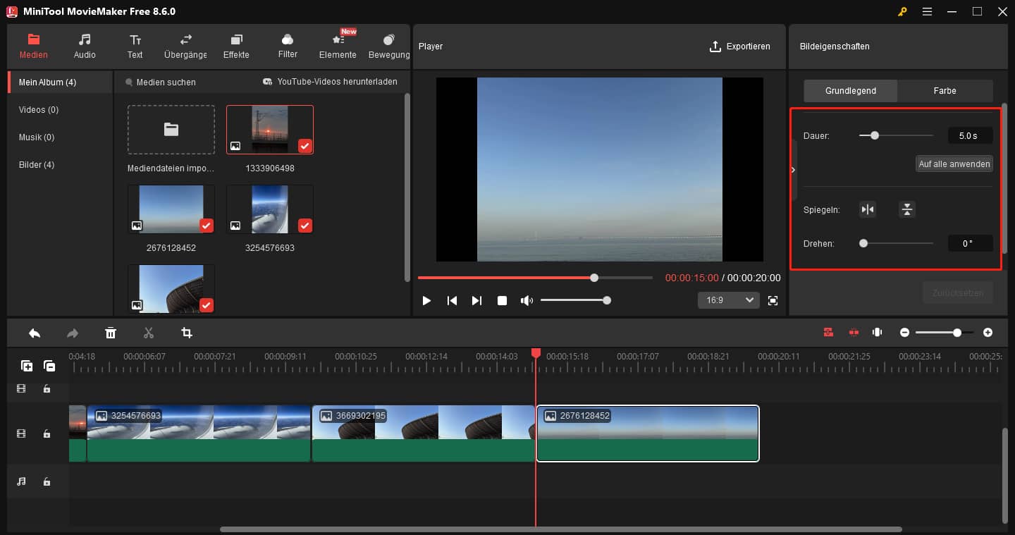 Klicken auf die Schaltfläche Zoom to Fit Timeline.
